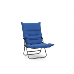 Sedia da Terra Pieghevole Compatta in Tessuto Blu 100% Poliestere, Chaise Longue con Struttura in Metallo - Product Image 1