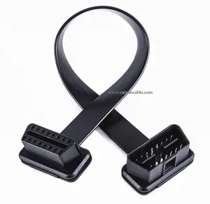 Low Profile OBD2 OBDii Male To Female Ribbon Extension Diagnostic Cable 16pin Connected Fully For Scan Tool Code Reader 1ft/30cm