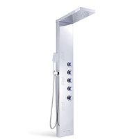 Hfyyl5518 Q5 — panneau de douche LED salle de bain, multifonction, montage mural en acier inoxydable 304, eau chaude et froide, noir mat