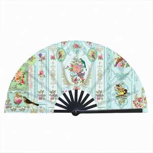 Éventail en plastique peint écologique de 33 cm, style Japandi, avec motif floral sculpté, idéal pour les événements sportifs et les fêtes (vente en gros) - Product Image 2
