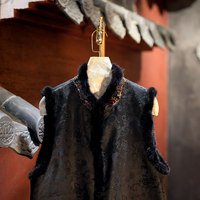 Nouveau Gilet Femme Style Chinois en Soie de Mûrier Brocart Song, Broderie Paon Exquise, Fourrure de Vison et Soie de Mûrier, Coupe Ample Doublée 5591