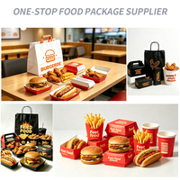 Boîte en papier jetable portable pour ensemble poulet frit, burger et frites, conception personnalisée pour emballage alimentaire de restaurant et de boissons