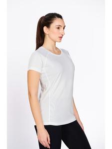 Women's White Polyester Activewear <b>T</b>-<b>Shirt</b> With Solid Finish And Crew Round Neck For Running Gym Training Workout <b>Yoga</b> Bulk - Product Image 4