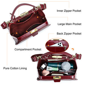 <span class=keywords><strong>Sac</strong></span> Docteur Vintage en Cuir Pleine Fleur Véritable pour <span class=keywords><strong>Femme</strong></span>, Bandoulière Antivol pour le Travail et les Loisirs Quotidien - Product Image 4