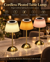 Lampe de table sans fil avec chargeur sans fil, variateur tactile, en fer doré et acrylique, 1800 mAh, lampe d'ambiance de bureau pour dîner