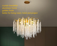 Lustre moderne de luxe en cristal en forme de branche, luminaire suspendu créatif inspiré de la nature pour salon haut de gamme et décoration de villa
