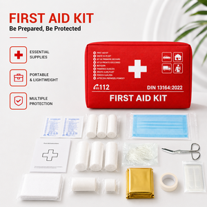 Kit de Supervivencia de Emergencia BLUENJOY Rojo para Coche, Hogar y Uso en Exteriores, Suministros Médicos, Kit de Primeros Auxilios Básico Completo Personalizado - Product Image 5