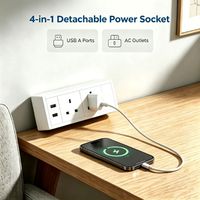 Prise de courant multi-prises amovible pour bureau, norme britannique, avec double USB et 2 prises, fixation par pince pour table