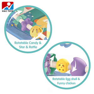 Tapis d'activités multifonctionnel portable pour bébé avec <span class=keywords><strong>harpe</strong></span> musicale à pédales en coton - Product Image 2