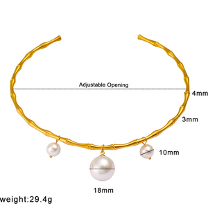 <span class=keywords><strong>Collier</strong></span> <span class=keywords><strong>ras</strong></span> du <span class=keywords><strong>cou</strong></span> avec pendentif perle exagéré <span class=keywords><strong>Collier</strong></span> en bambou réglable en acier inoxydable plaqué or 18 carats Tour <span class=keywords><strong>de</strong></span> <span class=keywords><strong>cou</strong></span> élégant pour <span class=keywords><strong>femme</strong></span> - Product Image 3