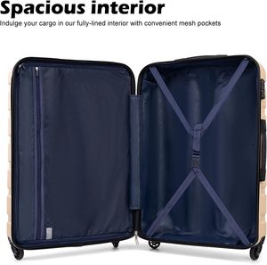 Ensemble de 4 valises de voyage rigides en ABS avec serrure TSA, <span class=keywords><strong>roulettes</strong></span> fixes, légères, design moderne et épuré - Product Image 5