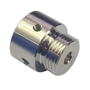 Custom CNC Turned Mirror Polished Stainless Steel Threaded Cylinder Connector Side Pin Hole Sleeve Adapter Parts - Product Image 4