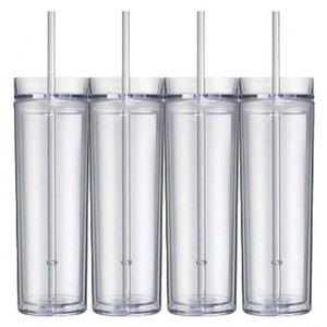 Vaso de acrílico de doble pared de 16 oz con asa y pajita, moderno y elegante, para zumo de desayuno o bebidas matutinas - Product Image 6