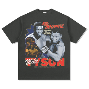 Mike <span class=keywords><strong>Tyson</strong></span> 100% algodón lavado con ácido camisas casuales bóxer de gran tamaño para hombre Camiseta gruesa de manga corta <span class=keywords><strong>precio</strong></span> de fábrica logotipo personalizado muestra gratis y entrega en 7 días - Product Image 3