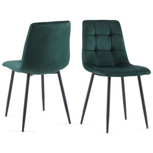 Ghế ăn chân kim loại đen giá sỉ, ghế ăn phòng ăn sang trọng bọc nhung xanh gỗ - Product Image 1