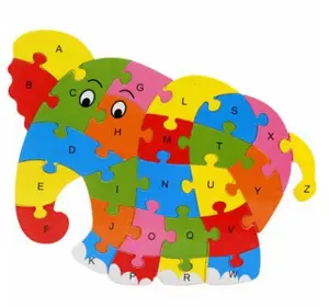 나무 동물 26 편지 퍼즐 장난감 지그 소 퍼즐 빌딩 블록 인지 어린 아이들과 아기 퍼즐