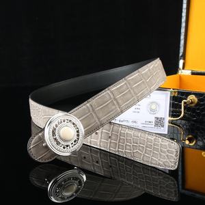 Cinturón de Piel de Cocodrilo de Lujo para Hombre, Hebilla de Plata de Ley 925, Estilo Formal de Diseñador, Transpirable y Duradero - Product Image 5