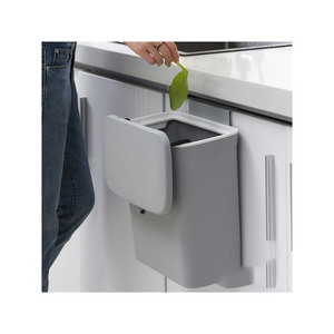 2023 New Design Hanging Trash Bin with Lid Kitchen Waste Bin Plastic Garbage Can for Cupboard Bathroom