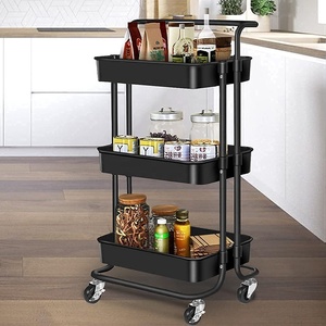 Chariot de service en <span class=keywords><strong>plastique</strong></span> <span class=keywords><strong>utilitaire</strong></span> pour la cuisine, chariot mobile à roulettes, îlot de cuisine, meuble d'îlot, chariot de rangement avec roulettes - Product Image 1