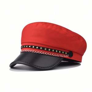 Boina de Moda Británica 2025 con Estrella de Cinco Puntas, Gorra de Capitán con Cadena y Visera de PU, Tendencia Primavera-Otoño - Product Image 6