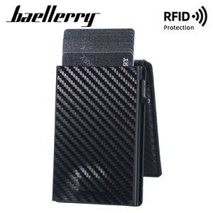 กระเป๋าสตางค์คาร์บอนไฟเบอร์สำหรับผู้ชาย Baellerry ป้องกัน RFID พร้อมช่องใส่บัตรแบบดีดออกอัตโนมัติ สีดำ ขนาด 5 นิ้ว - Product Image 5