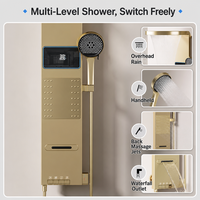 Nouveau design Panneau de douche à jets de pluie et de massage en acier inoxydable 304 avec affichage LED thermostatique pour salle de bain et hôtel, haute pression, OEM
