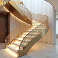 KNOWDOW Escalier en colimaçon duplex d'intérieur minimaliste industriel de luxe et kits d'escalier modulaire avec bandes de roulement en bois