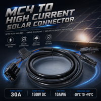 Câble adaptateur solaire MC4 robuste, étanche IP67, connecteur MC4 avec fusible pour système de stockage d'énergie solaire pour camping-car