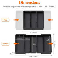 Organisateur de tiroir de cuisine extensible et réglable pour cuillères, fourchettes, couteaux et ustensiles de cuisine
