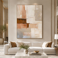 Peinture à l'huile abstraite tourbillonnante caramel sur toile, crème sienne, crête diagonale, taille personnalisée, vente en gros directement de l'usine de peinture