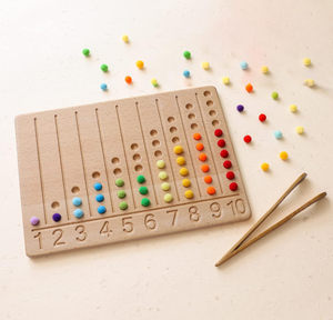 Jeu de comptage de perles Jeu de mathématiques préscolaire Jouets de tri des couleurs Ensemble de cartes de traçage de numéros en bois - Product Image 2