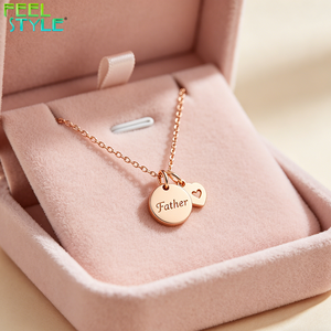 Collana con Ciondolo a Doppio Strato a Forma di Cuore Traforato in Acciaio Inossidabile, Gioielli Coordinati Padre-Figlio da Figlia a Papà - Product Image 3