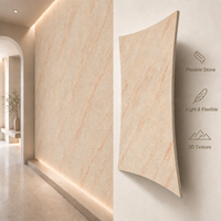 Vente en gros de carreaux de pierre flexible en travertin ultra légers, résistants aux taches, en porcelaine souple pour la décoration intérieure