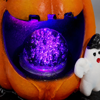 Fontaine d'eau en acier inoxydable en forme de citrouille d'Halloween, décoration avec boule de verre LED rotative, étanche, décor effrayant pour intérieur et extérieur