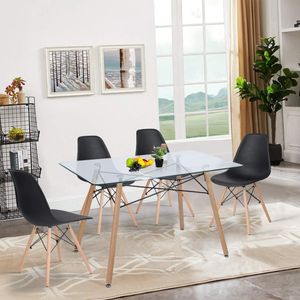 Échantillon gratuit de chaises, meubles ronds en verre et en bois, <span class=keywords><strong>table</strong></span> de salle à manger en <span class=keywords><strong>plexiglas</strong></span> moderne - Product Image 5