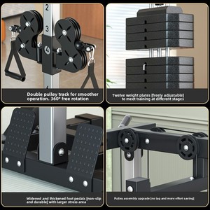 Máquina de Poleas de Acero de Brazo Único, Estación de Poleas Lat Pulldown, Plataforma <span class=keywords><strong>Multifuncional</strong></span> para Dominadas, Equipo de <span class=keywords><strong>Fitness</strong></span> <span class=keywords><strong>Multifuncional</strong></span> para el Hogar 70kg/100kg - Product Image 4