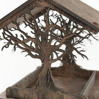 Mangeoire à oiseaux créative en bois avec corde de suspension, style nid décoratif et design creux en forme d'arbre pour petits oiseaux - Utilisation extérieure en jardin
