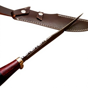 Couteau Bowie en acier Damas de qualité industrielle OEM/ODM, lame fixe en acier inoxydable, manche en bois et étui en cuir - Product Image 5