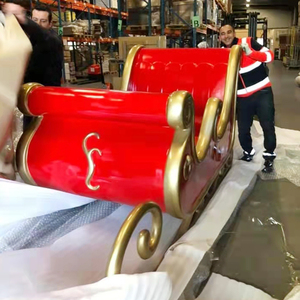 Trineo de <span class=keywords><strong>Santa</strong></span> Claus de Fibra de Vidrio Pintado a Tamaño Real para Decoración Navideña Comercial en Exteriores, Escultura de Reno, Accesorios Gigantes de Fábrica - Product Image 2