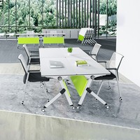 Tables et chaises de formation modulaires en métal; Bureaux de réunion pliables; Ensembles de stations de lecture informatique polyvalents - Style moderne