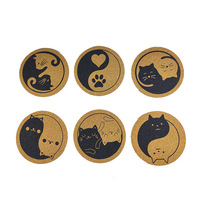 Ensemble de sous-verres en liège naturel jaune écologique, motif de patte de dessin animé mignon, résistant à la chaleur, biodégradable, décoration pour la maison et le bar