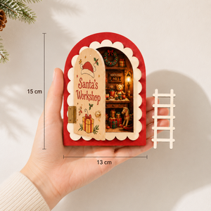 Christmas <b>Wooden</b> Magic fairy Door, Elf Mouse Miniature Door Table, fairy with <b>Ladder</b>, Tooth fairy Door Decoration Gift - Product Image 3