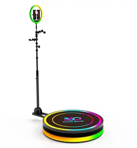 portable manual automatic 115cm led ring light camera rotating machine photobooth 4 people iPad selfie spin 360 photo booth