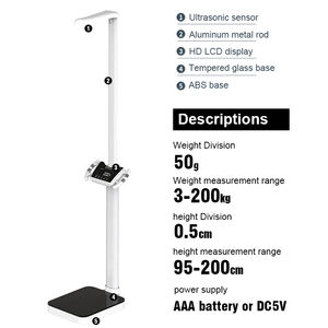 Bilancia Altezza-Peso Ospedaliera 200KG di Precisione, Bilancia <span class=keywords><strong>Portatile</strong></span> per Misurazione Altezza e Peso con <span class=keywords><strong>Stadiometro</strong></span> - Product Image 3