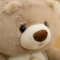 Boneka Beruang Duduk Isi Kapas PP Super Lembut Ramah Kulit, Desain Cetak Kaki 3D Bergaya Teddy Cokelat yang Menarik, Dapat Dipesan Sesuai Keinginan