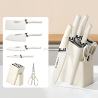 Ensemble de 7 couteaux de cuisine de luxe en acier inoxydable, ensemble de couteaux de chef chinois avec porte-couteaux