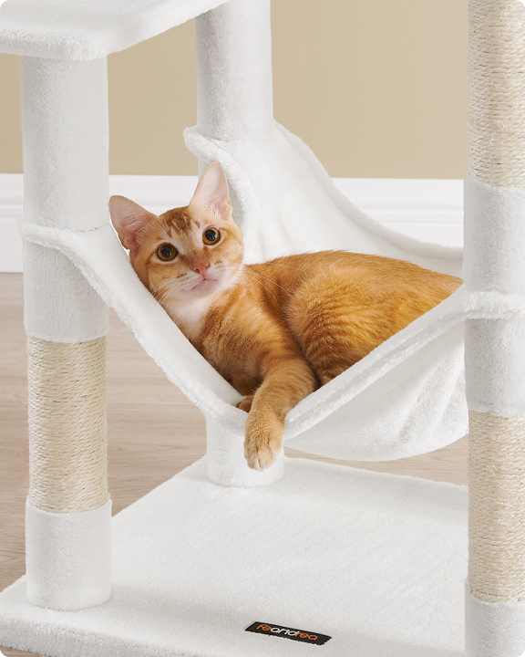 Feandrea pink Large Multilevel Cat Trees & Scratcher with Hammock