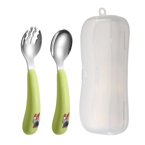 Cuchara y tenedor de acero inoxidable 304, cuchara para comer en casa, tenedor, cuchara para complemento alimenticio para bebés, cuchara para alimentar, vajilla portátil - Product Image 5