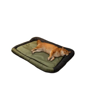 Dog Bed Rectangle Army Green Polyester Fiber Fill 3D Memory <b>Foam</b> Support Pet <b>Mat</b> Four Seasons Use - Product Image 2