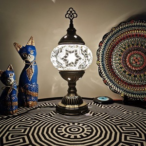 Lampe de table marocaine vintage de style ethnique, abat-jour en verre LED à motif floral turc exotique, pour chambre à coucher, salon, bureau, livraison gratuite - Product Image 3